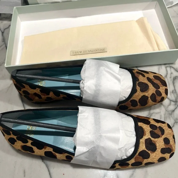 Frances Valentine Animal Print Flats with Black Trim - Picture 10 of 14